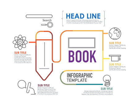 Flat linear Infographic Education template.Vector Illustration.のイラスト素材