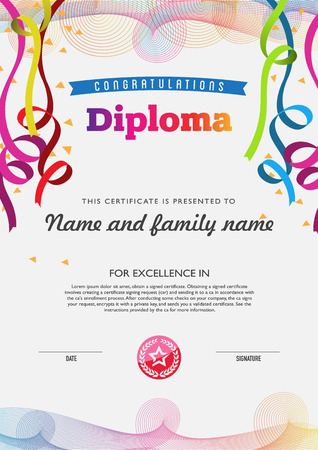 Diploma color full template and chart bordersのイラスト素材