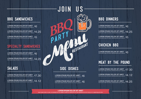 BBQ  menu restaurant template and wood texture background.のイラスト素材