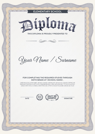 Diploma guilloche certificate template.のイラスト素材