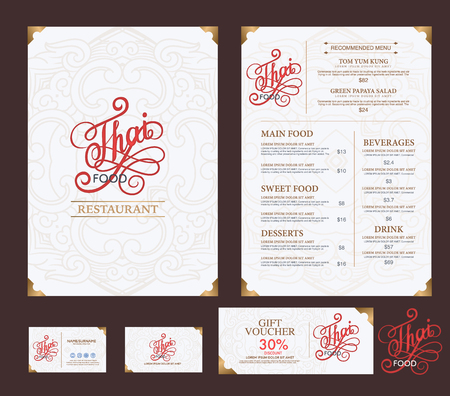vector thai food restaurant menu template.のイラスト素材