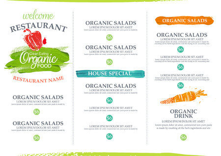 Watercolor organic restaurant menu design.のイラスト素材