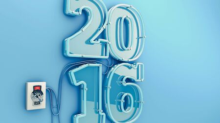 2016 numbers on a blue background with a beautiful vintage and modern.の写真素材