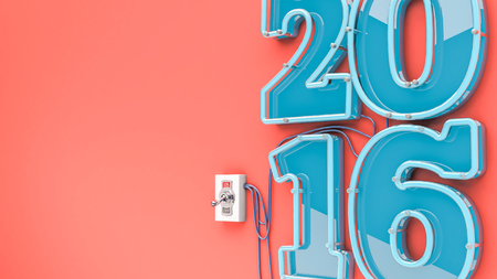 2016 numbers on the orange vintage is beautiful and modern.の写真素材