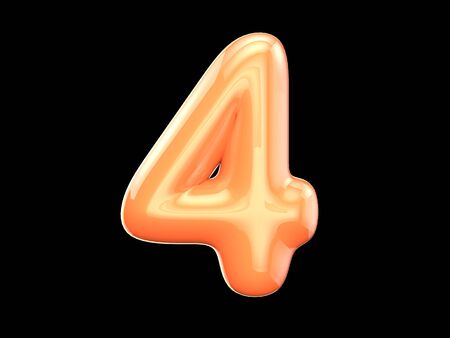 The English letter 4. The program is made up of 3d look as balloons. The form and color, glossy,...
