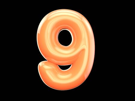 The English letter 9. The program is made up of three-dimensional look as balloons. The form and color, glossy, lovelyの写真素材