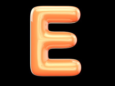 The English letter e. The program is made up of 3d look as balloons. The form and color, glossy, lovelyの写真素材
