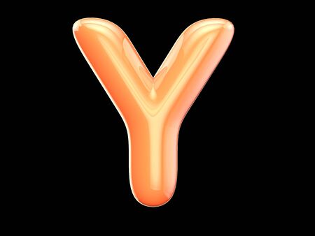 The English letter y. The program is made up of 3d look as balloons. The form and color, glossy, lovelyの写真素材