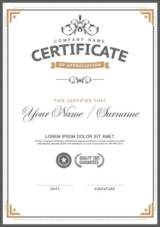 vintage certificate  template. smart,clean,hipsterのイラスト素材