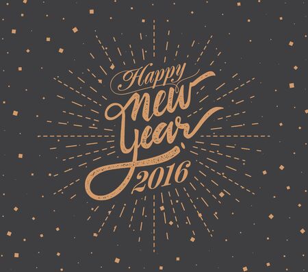 Lettering Composition with burstHappy New 2016 Year.のイラスト素材