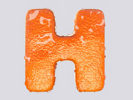 The English letter is designed to resemble an orange peel and peel fruit. Condensation on the...
