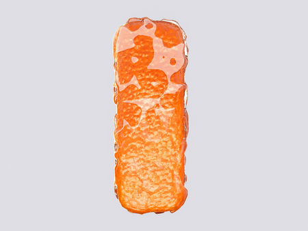 The English letter is designed to resemble an orange peel and peel fruit. Condensation on the...