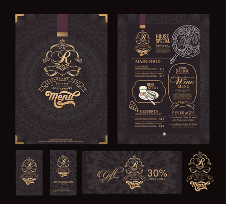 Vector restaurant menu template and symbol.のイラスト素材