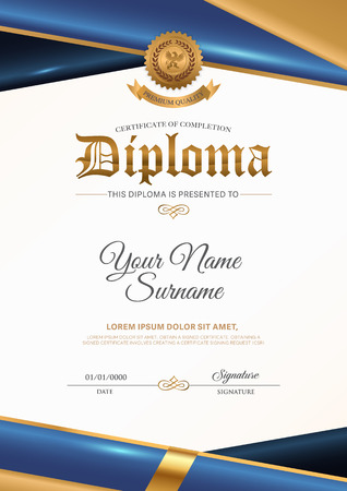 Certificate vector luxury template, Certificate premium of gold detailed. Diploma template.のイラスト素材