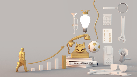 Content marketing concept and idea.Modern, clean and different forms of presentation.の写真素材