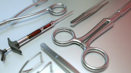 Medical instruments. 3D render and illustration.