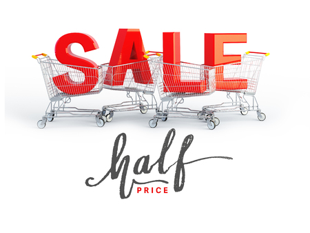 sale banner template design. 3d render and illustration.の写真素材