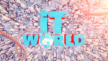 Text the word IT world  lot at the center. 3d render and illustration.の写真素材
