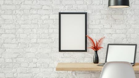 Interior white room background. 3d render and illustration.の写真素材