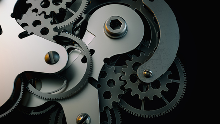 Black clock gear Is made up of 3d programs. 3d render and illustration.の写真素材