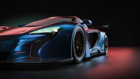 Electric power super car. 3d render and illsutration.