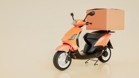 Item boxes are on motorcycles. 3d rendering and illustration.の写真素材