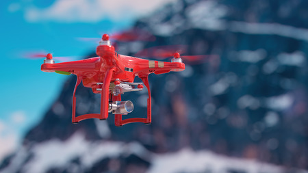 Drones flying in the air. 3D rendering and illustration.の写真素材
