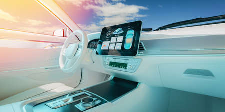 inside electric car.3d render and illustration.