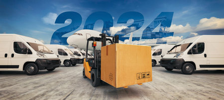 Logistic happy new year 2004. 3d render and illustration.の写真素材