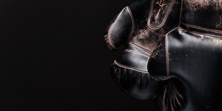black boxer gloves on a black background. 3d, rendering, illustration,の写真素材