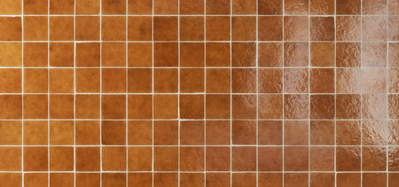 A seamless 3D rendering illustration of orange tiles with a textured and glossy finish, perfect for design and architectural projects.の写真素材