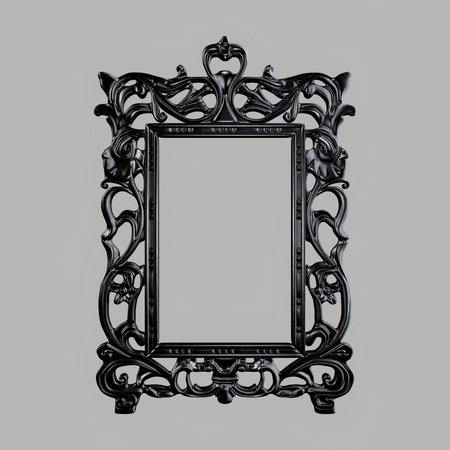 Elegant oval antique frame with intricate Victorian details. Professional 3D render illustration isolated for luxury branding, wedding invitations, and art gallery.の写真素材