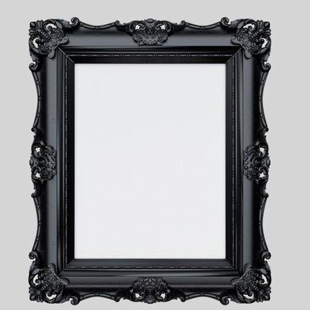 Premium golden and black ornate frames with vintage carvings. Professional 3D render illustration...