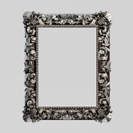 Elegant oval antique frame with intricate Victorian details. Professional 3D render illustration...