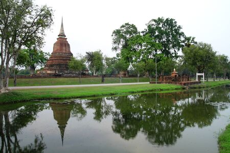 Stupa shadow on the water Landscapeの写真素材