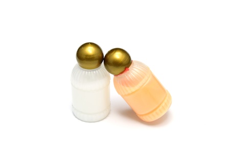 Plastic bottle cap gold isolated on the white backgroundの写真素材