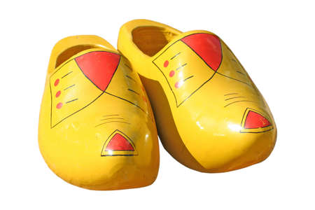 yellow and red wooden shoes の写真素材