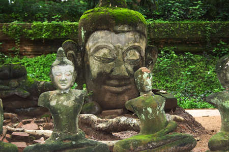 Stone sculpture Buddha in Temple, Chiangmai Thailand.の写真素材