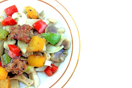 Fried mushrooms with Paprika and porkの写真素材