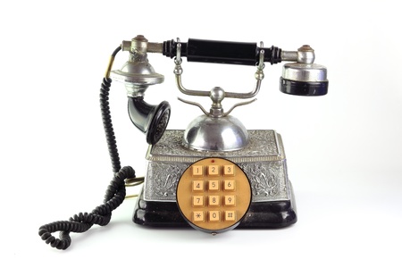 Vintage phone on a white backgroundの写真素材