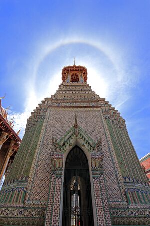 Bell tower at Wat Phra Kaew Temple in Bangkok, Thailandの写真素材