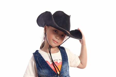 Beautiful asian girl in a cowboy hatの写真素材