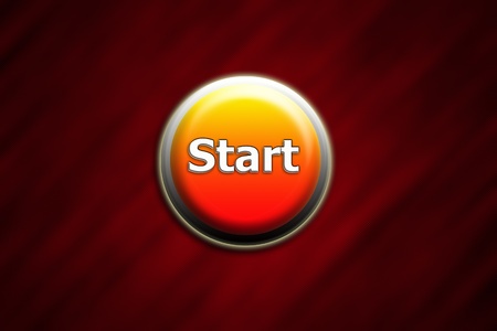 Start button on red glass backgroundの写真素材