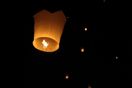 Floating lantern Festival in Chiangmai, Thailandの写真素材