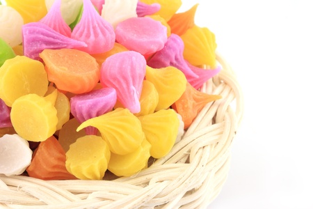 Colorful sweetness Thai style dessert in basketの写真素材