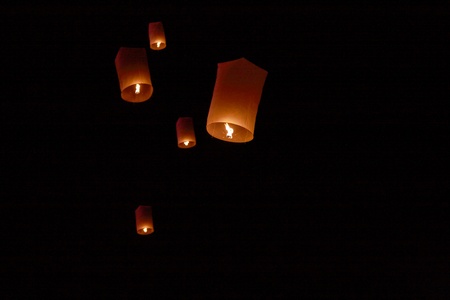 Floating lantern Festival in Chiangmai, Thailandの写真素材