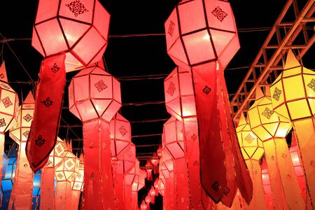 Lantern Festival or Yee Peng Festival in Chiangmai Thailand.のeditorial素材