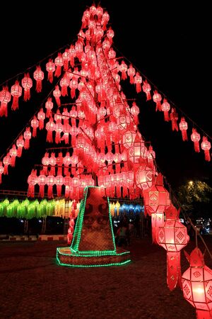 Lantern Festival or Yee Peng Festival in Chiangmai Thailand.のeditorial素材