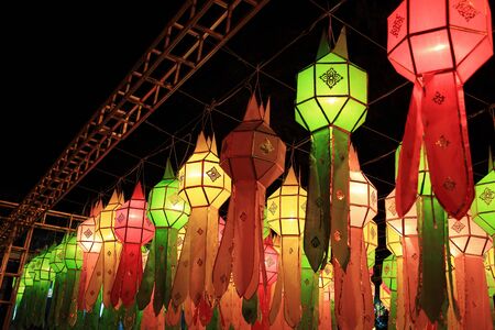 Lantern Festival or Yee Peng Festival in Chiangmai Thailand.のeditorial素材