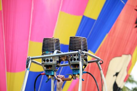 Hand on Hot Air Balloon burnersの写真素材
